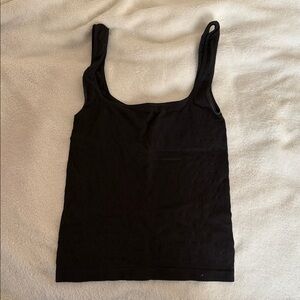 Free people Black Ribbed Square-Neck Tank Top